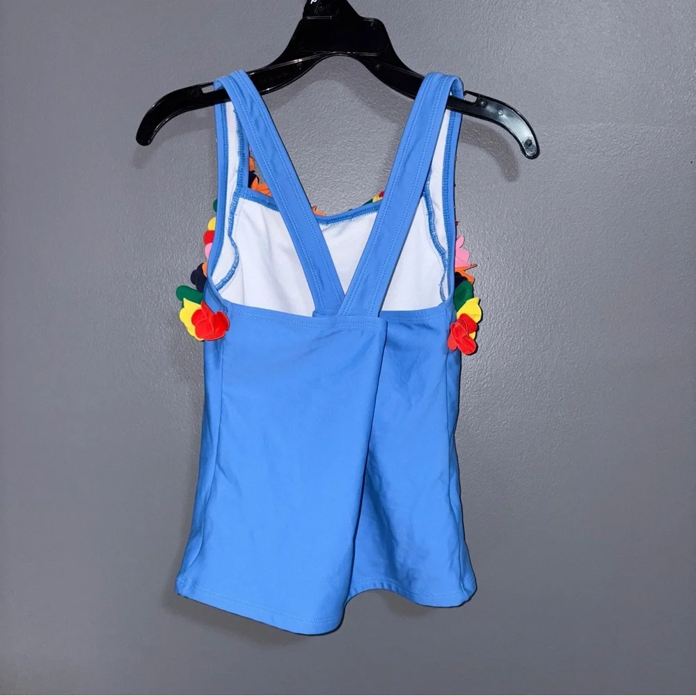 Hanna Andersson Blue Sleeveless Swim Top Colorful Accents Girl US 10 140cm Blue